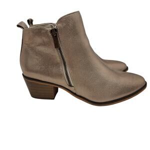 Journee GOLD LÀME SHINY REBEL ZIP-UP BOOTIES IN FAUX LEATHER 9
